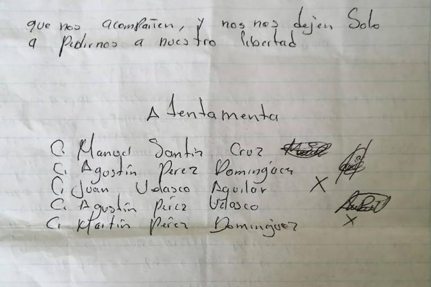 Palabra de los 5 de Cancuc a 3 meses de injusto encarcelamiento